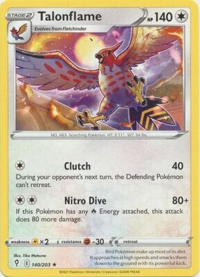 Talonflame - 140/203 - Rare
Sword &amp; Shield: Evolving Skies Singles *Espanol*