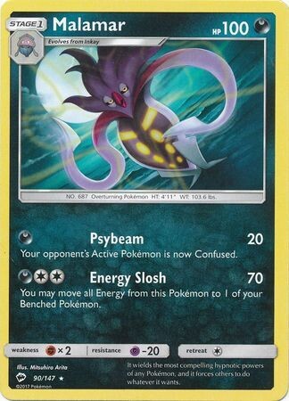 Malamar - 90/147 - Rare
Sun &amp; Moon: Burning Shadows Singles