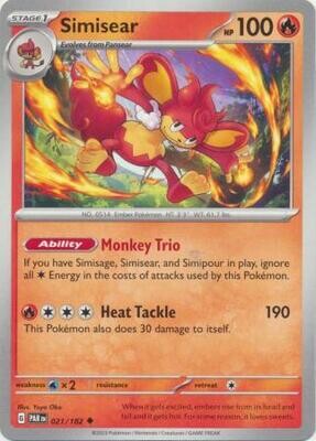 Simisear - 021/182 - Uncommon Scarlet &amp; Violet: Paradox Rift Singles
