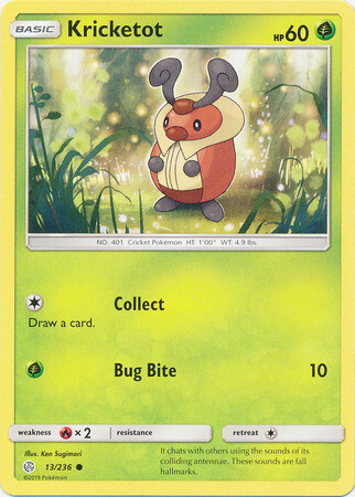 Kricketot - 13/236 - Common Sun &amp; Moon: Cosmic Eclipse Singles (Español)