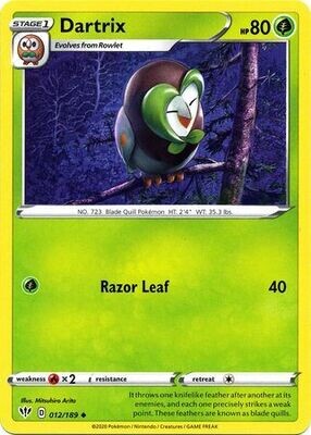 Dartrix - 012/189 - Uncommon Sword &amp; Shield: Darkness Ablaze Singles
