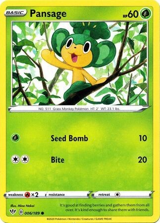 Pansage - 006/189 - Common Sword &amp; Shield: Darkness Ablaze Singles