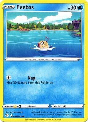 Feebas - 038/189 - Common
Sword &amp; Shield: Darkness Ablaze Singles