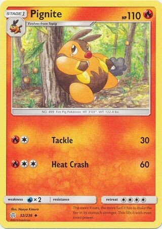 Pignite - 32/236 - Uncommon Sun &amp; Moon: Cosmic Eclipse Singles