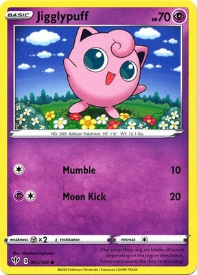 Jigglypuff - 067/189 - Common
Sword &amp; Shield: Darkness Ablaze Singles