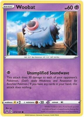 Woobat - 073/185 - Common
Sword &amp; Shield: Vivid Voltage Singles