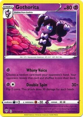 Gothorita - 074/189 - Uncommon
Sword &amp; Shield: Darkness Ablaze Singles (Español)