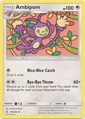 Ambipom - 170/236 - Uncommon
Sun &amp; Moon: Cosmic Eclipse Singles (Español)