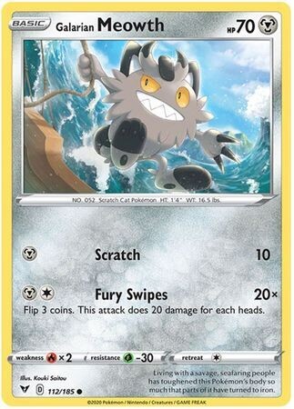Galarian Meowth - 112/185 - Common Sword &amp; Shield: Vivid Voltage Singles (Español)