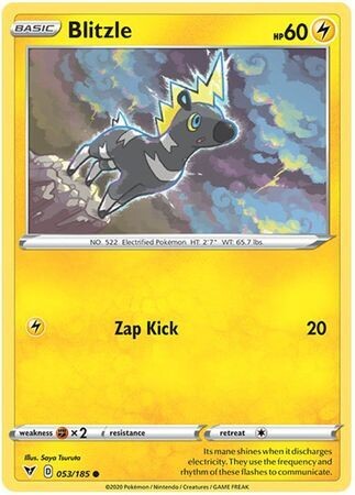Blitzle - 053/185 - Common
Sword &amp; Shield: Vivid Voltage Singles
