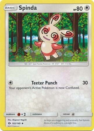 Spinda - 102/149 - Uncommon
Sun &amp; Moon (Base Set) Singles