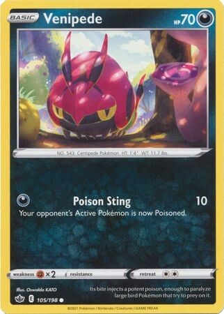 Venipede - 105/198 - Common
Sword &amp; Shield: Chilling Reign Singles *Espanol*