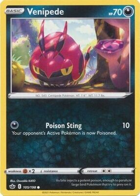 Venipede - 105/198 - Common
Sword &amp; Shield: Chilling Reign Singles *Espanol*