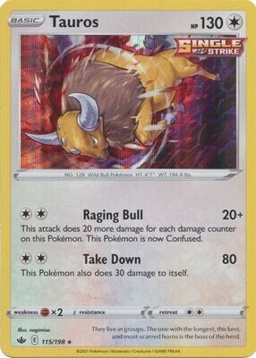 Tauros - 115/198 - Holo Rare
Sword &amp; Shield: Chilling Reign Singles
