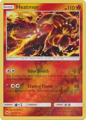 Heatmor - 24/147 - Uncommon Reverse Holo Sun &amp; Moon: Burning Shadows Reverse Holo Singles