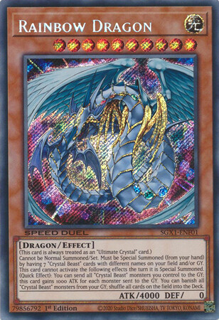 Rainbow Dragon - SGX1-ENF01 - Secret Rare 1st Edition Speed Duel GX Duel Academy Box Singles