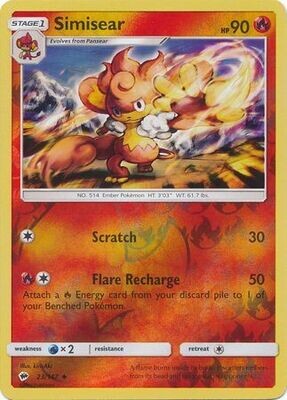Simisear - 23/147 - Uncommon Reverse Holo
Sun &amp; Moon: Burning Shadows Reverse Holo Singles