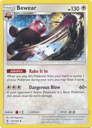 Bewear - 113/145 - Uncommon Sun &amp; Moon: Guardians Rising Singles (Español)