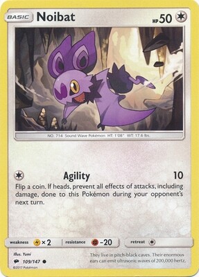 Noibat - 109/147 - Common
Sun &amp; Moon: Burning Shadows Singles