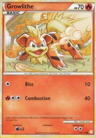 Growlithe - 65/123 - Common
Heart Gold Soul Silver (Base Set) Singles