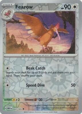 Fearow - 022/165 - Uncommon Reverse Holo Scarlet &amp; Violet 151 Reverse Holo Singles