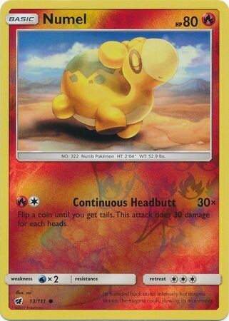Numel - 13/111 - Common Reverse Holo Sun &amp; Moon: Crimson Invasion Reverse Holo Singles