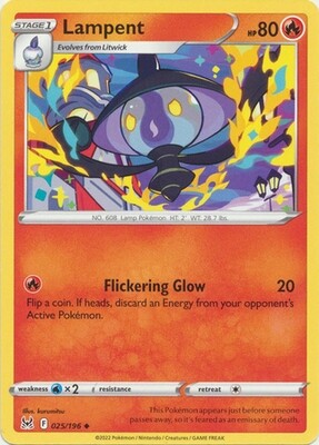 Lampent - 025/196 - Uncommon
Sword &amp; Shield: Lost Origin Singles