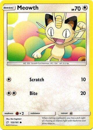 Meowth - 125/181 - Common Sun &amp; Moon: Team Up Singles