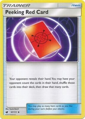 Peeking Red Card - 97/111 - Uncommon Sun &amp; Moon: Crimson Invasion Singles