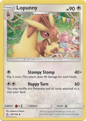 Lopunny - 107/156 - Uncommon
Sun &amp; Moon: Ultra Prism Singles