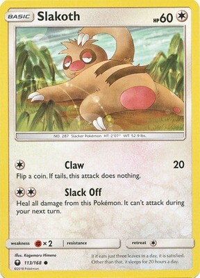 Slakoth - 113/168 - Common
Sun &amp; Moon: Celestial Storm Singles (Español)