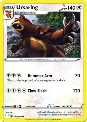 Ursaring - 139/189 - Uncommon
Sword &amp; Shield: Darkness Ablaze Singles(Español)