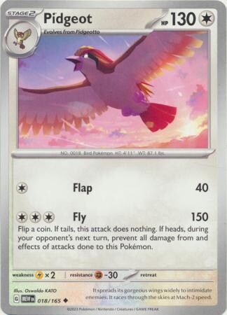 Pidgeot - 018/165 - Uncommon
Scarlet &amp; Violet 151 Singles