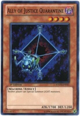 Ally of Justice Quarantine - HA03-EN051 - Super Rare 1st Edition Hidden Arsenal 3 [HA03] 1st Edition Singles