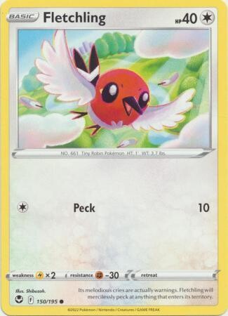 Fletchling - 150/195 - Common Sword &amp; Shield: Silver Tempest Singles