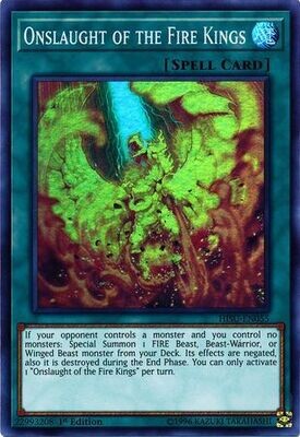 Onslaught of the Fire Kings - HISU-EN055 - Super Rare 1st Edition Hidden Summoners Singles