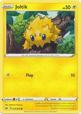 Joltik - 070/202 - Common
Sword &amp; Shield (Base Set) Singles