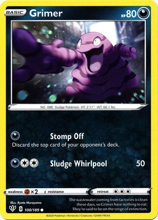 Grimer - 100/189 - Common
Sword &amp; Shield: Darkness Ablaze Singles(Español)