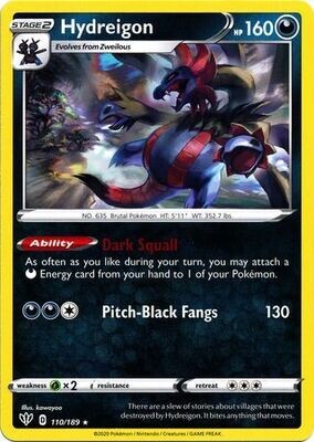 Hydreigon - 110/189 - Rare
Sword &amp; Shield: Darkness Ablaze Singles
(Español)