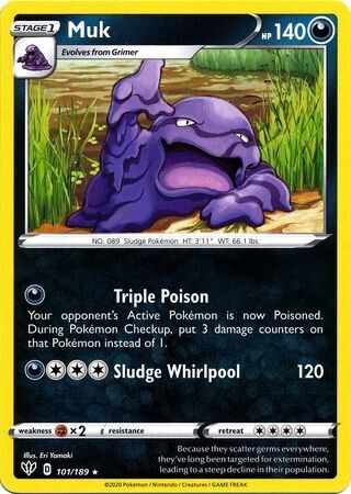 Muk - 101/189 - Rare Sword &amp; Shield: Darkness Ablaze Singles
