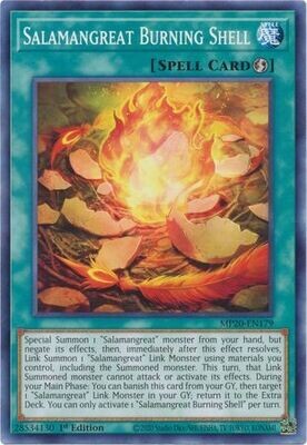 Salamangreat Burning Shell - MP20-EN179 - Common 1st Edition
2020 Mega-Tin: Lost Memories 1st Edition Singles