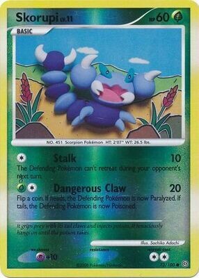 Skorupi - 73/100 - Common Reverse Holo
Diamond &amp; Pearl: Stormfront Reverse Holo Singles