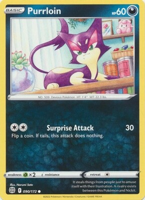 Purrloin - 090/172 - Common
Sword &amp; Shield: Brilliant Stars Singles