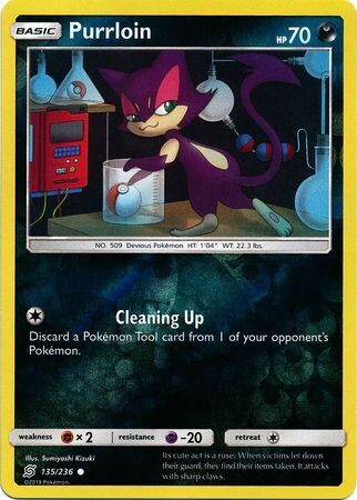 Purrloin - 135/236 - Common Reverse Holo
Sun &amp; Moon: Unified Minds Reverse Holo Singles