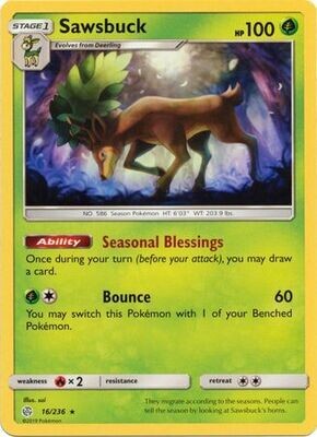 Sawsbuck - 16/236 - Rare Non-Holo Theme Deck Exclusive Pokemon Theme Deck Exclusives(Español)