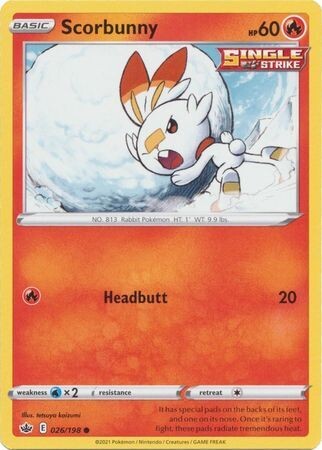 (Membresia) Scorbunny - 026/198 - Common Sword &amp; Shield: Chilling Reign Singles