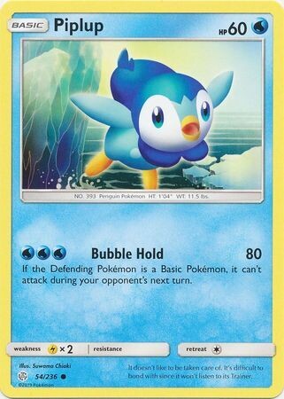 Piplup - 54/236 - Common Sun &amp; Moon: Cosmic Eclipse Singles (Español)