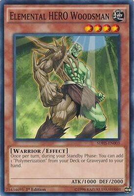 Elemental Hero Woodsman - SDHS-EN003 - Common 1st Edition
Structure Deck: HERO Strike 1st Edition Singles