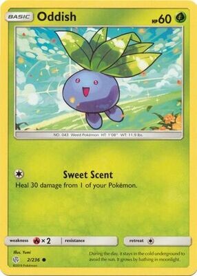 Oddish - 2/236 - Common
Sun &amp; Moon: Cosmic Eclipse Singles(Español)