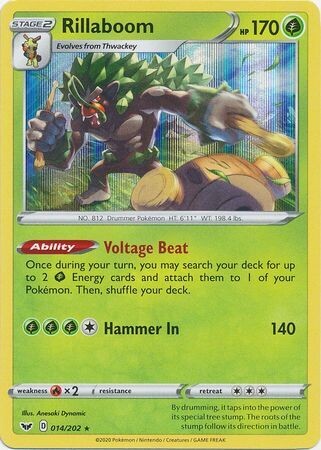 Rillaboom - 014/202 - Holo Rare
Sword &amp; Shield (Base Set) Singles